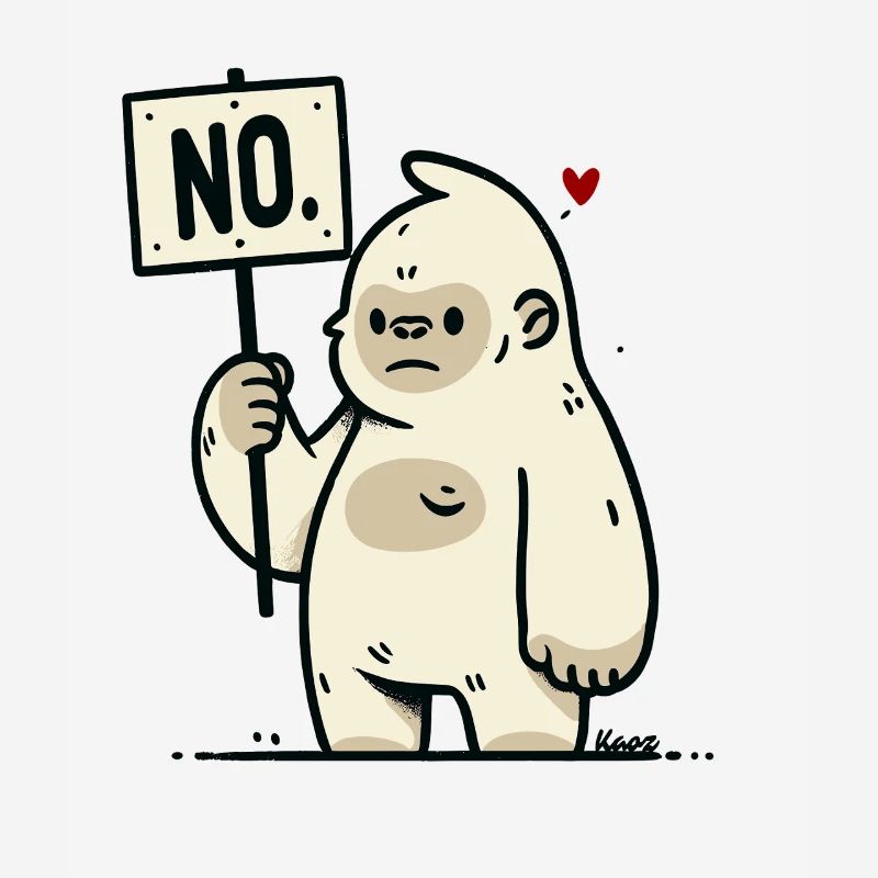 Funny Gorilla Monkey with No Sign Comic Style