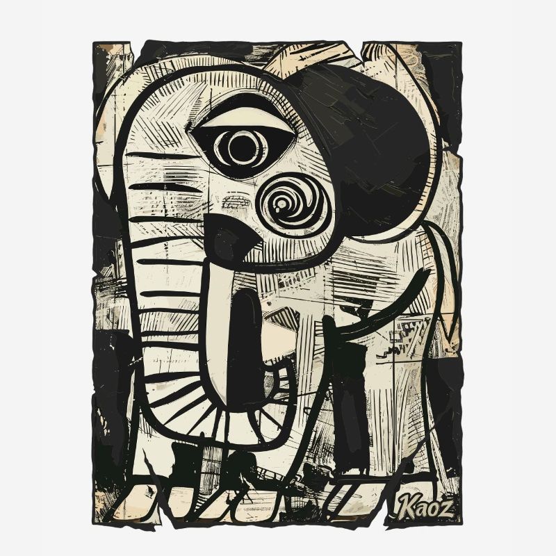 Abstract elephant in black and white