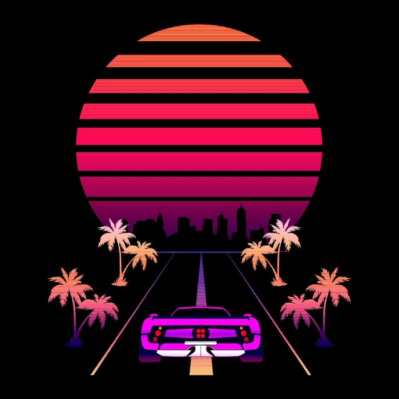 Synthwave Sunset et Retro 80s Sport Fast Car