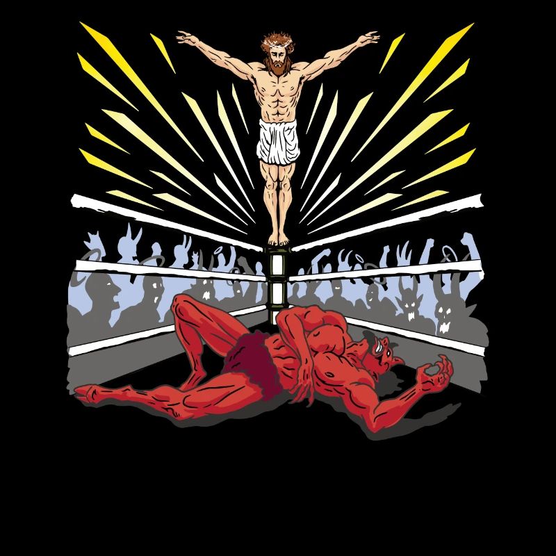 Wrestling Merch Jesus Devil Comic Religion Outfit