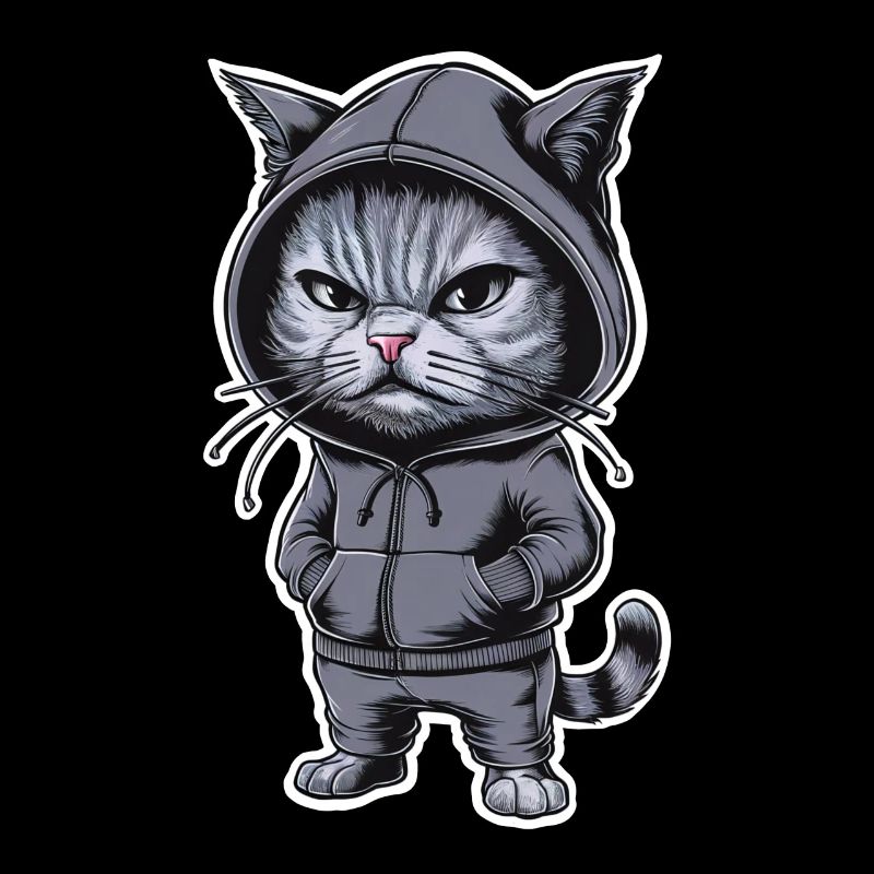 Chat en colère agacé dans un sweat à capuche élégant