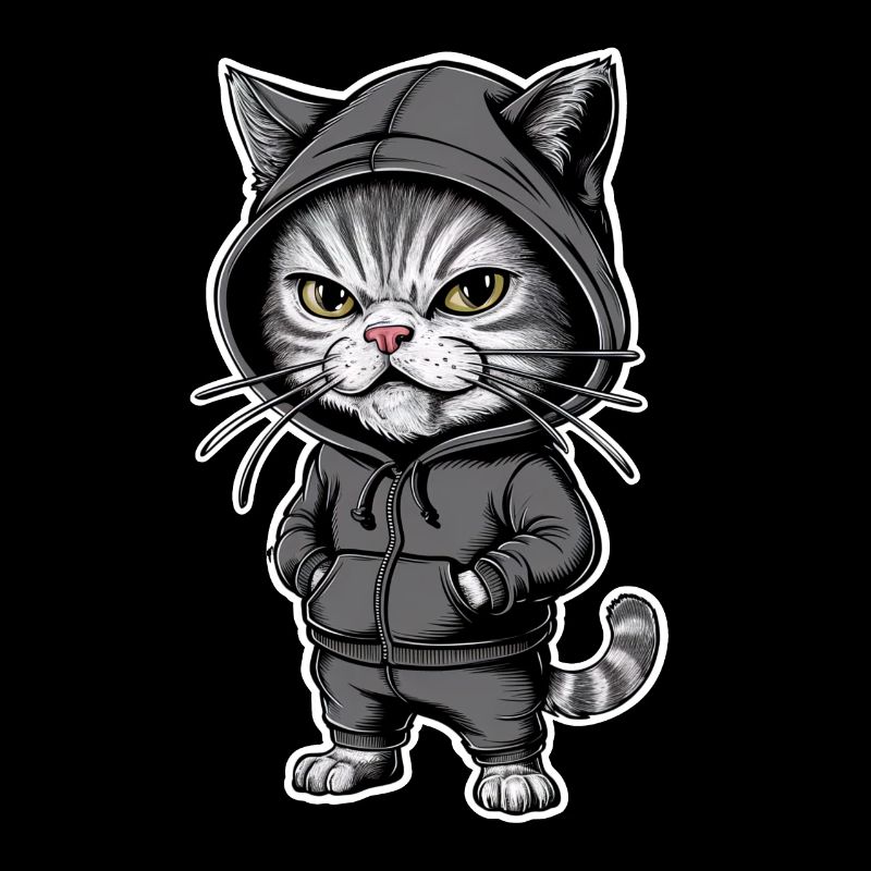 Chat en colère agacé dans un sweat à capuche élégant
