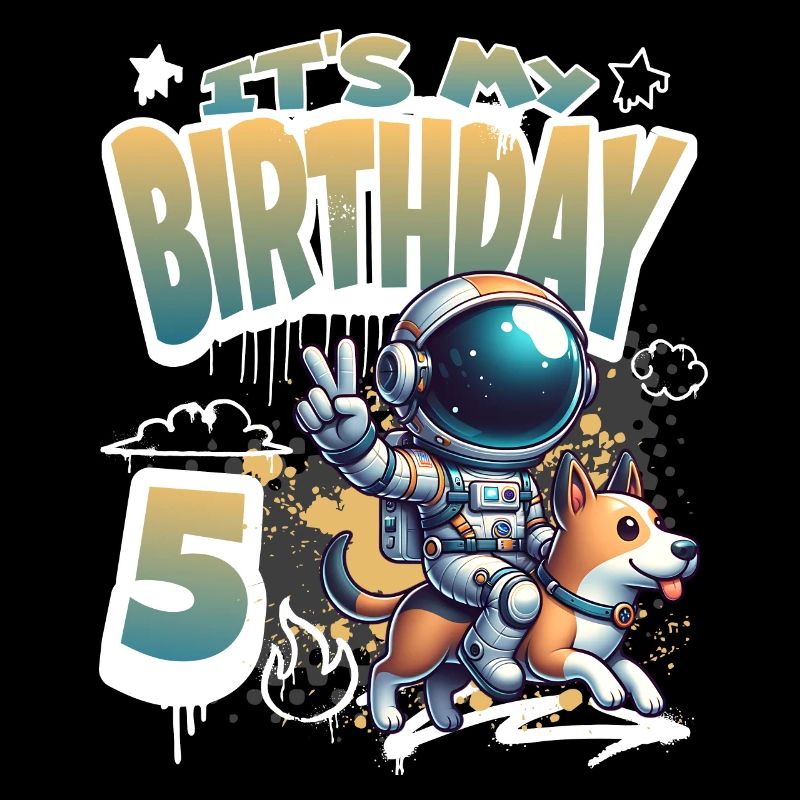 Astronaute 5e anniversaire Chien de l'espace drôle