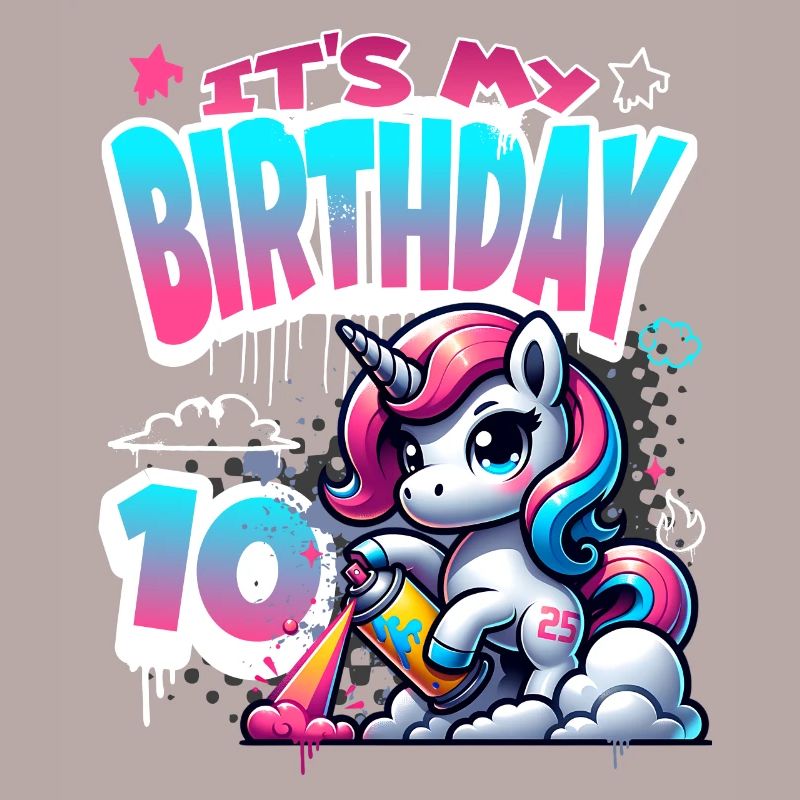 10. Geburtstag Einhorn Graffiti Mädchen