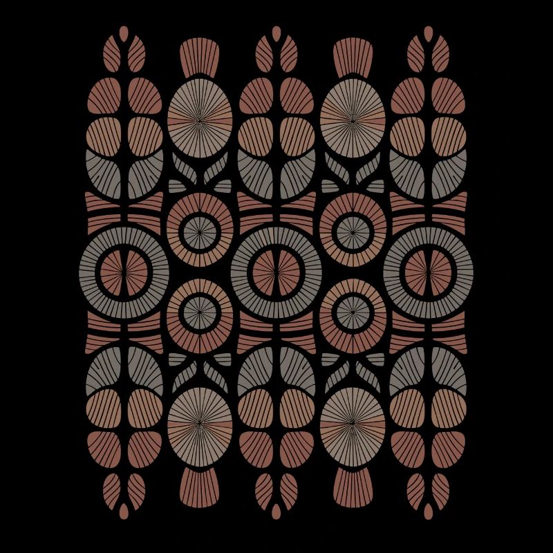 African Boho Pattern Circles and Leaves