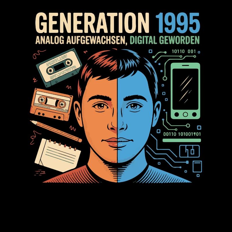 Generation 1995 Retro Tech Doppelporträt