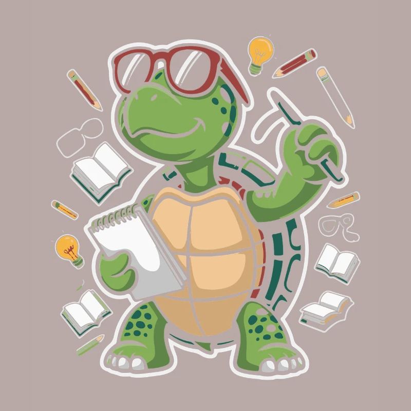 Learning turtle with glasses