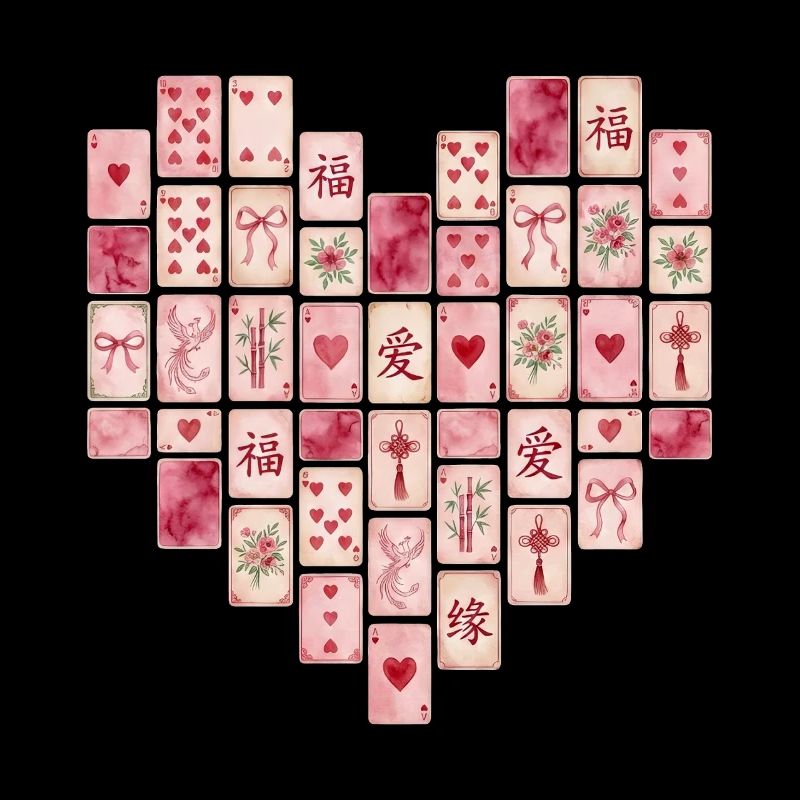 Rosa Mahjong Herz Muster