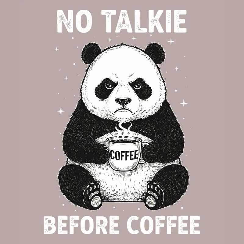 Pas de conversation devant un panda amateur de café
