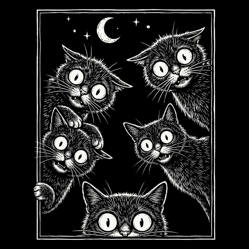 Spooky Staring Black Cats