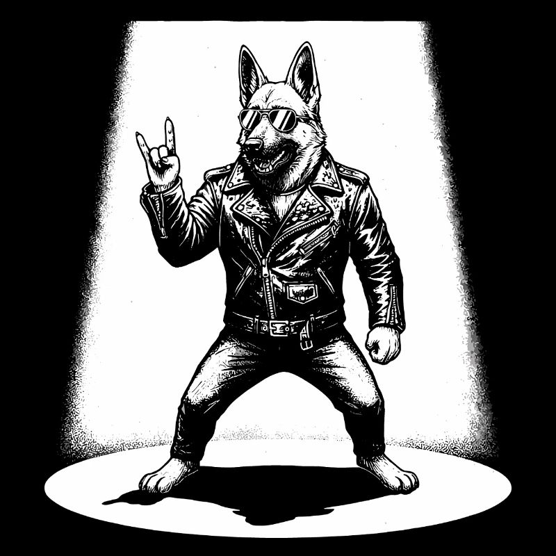 Retro Deutscher Schäferhund Rock Musik Geschenk