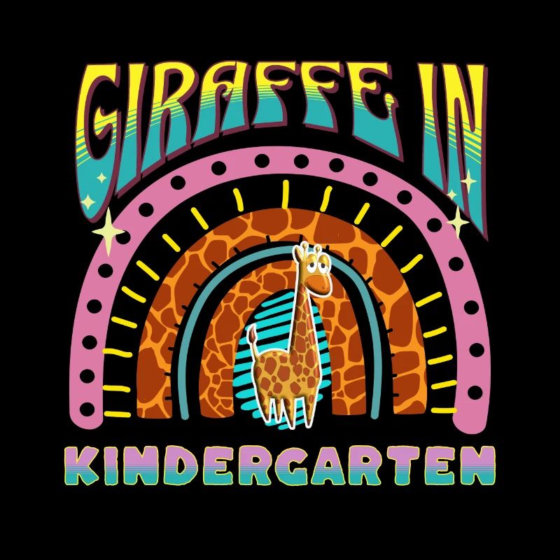 giraffe in kindergarten rainbow stripes design