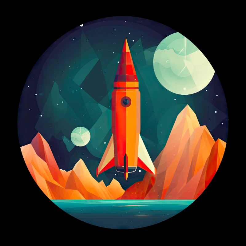 Rocket in Space Scenery