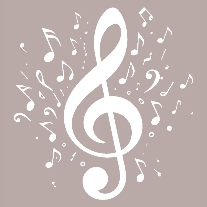 Exploding clef with notes