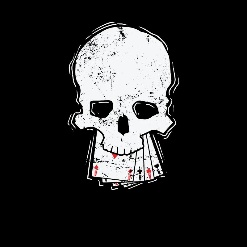 Totenkopf mit Karten Skat oder Poker Kartenspiel