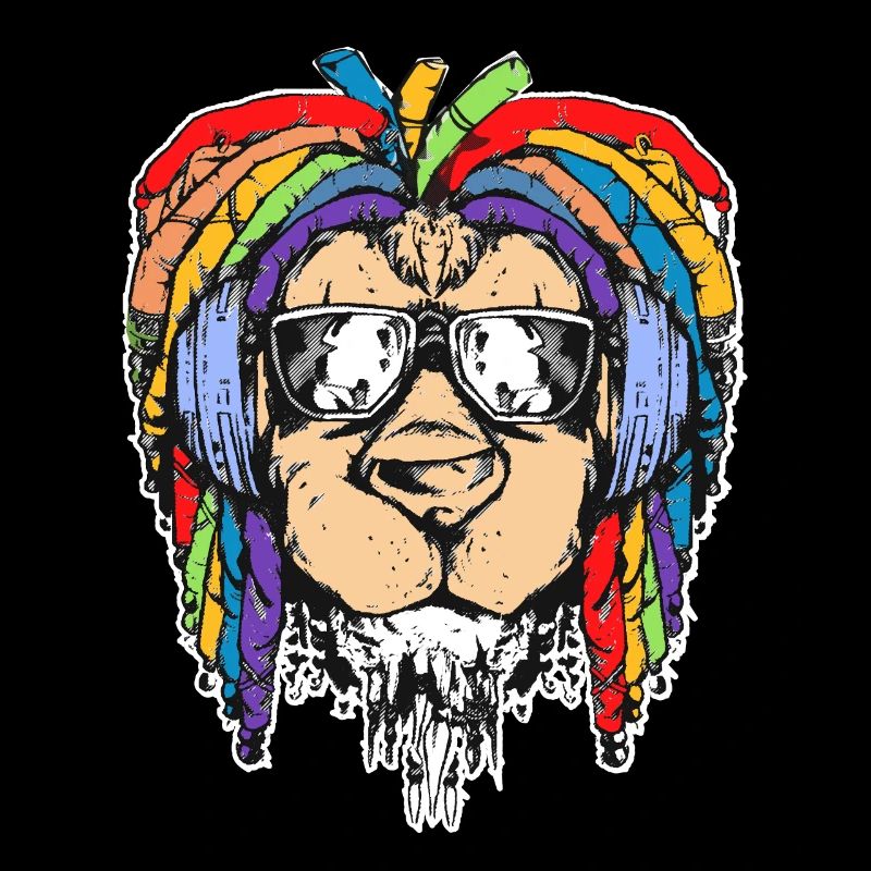 Löwenkopf Rasta Reggae Regenbogen Dreadlock Leo Zo