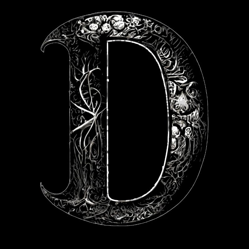 Brief d Monogramm Kalligraphie Gothic Witch WiccaA