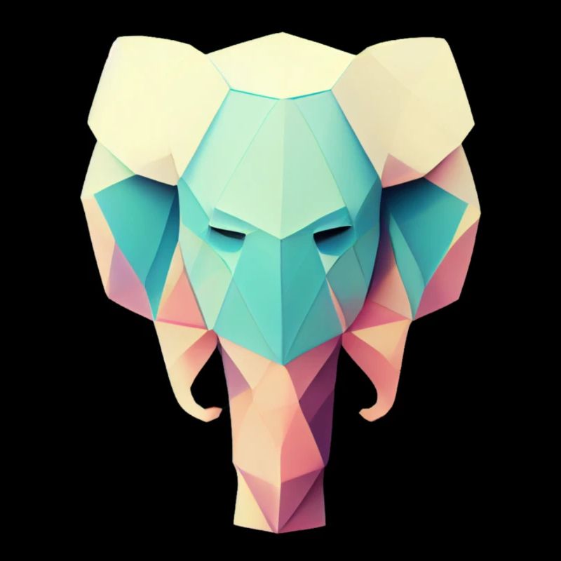 Geometrischer Elefantenkopf Polygon niedrig Poly