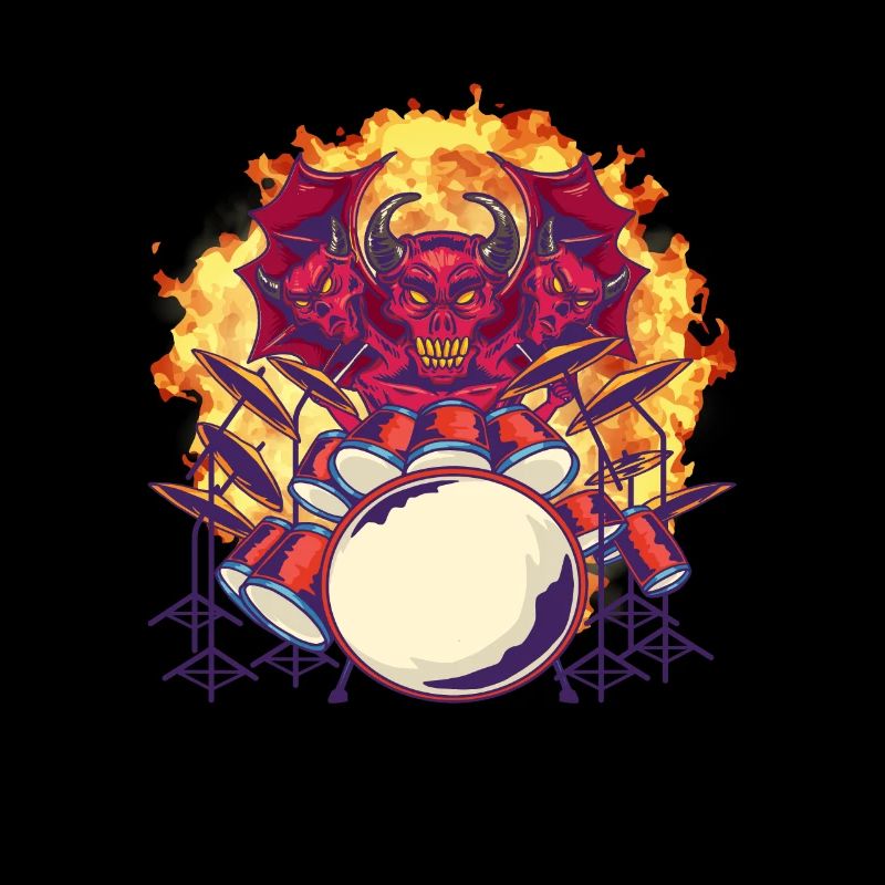 Devil Playing Drums - Schlagzeug Rock Drummer