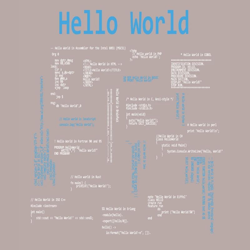 Hello World Programmiersprachen Programmierer Nerd
