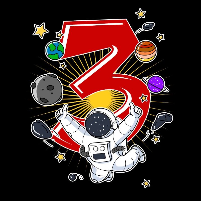 Astronaut 3 Years Space Rocket 3rd Birthday