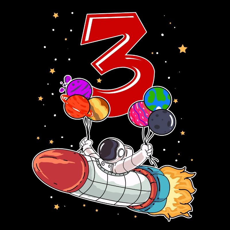 Astronaut 3 Years Space Rocket 3rd Birthday