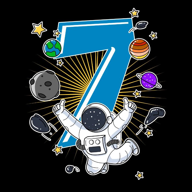 Astronaut 7 Years Space Rocket 7th Birthday