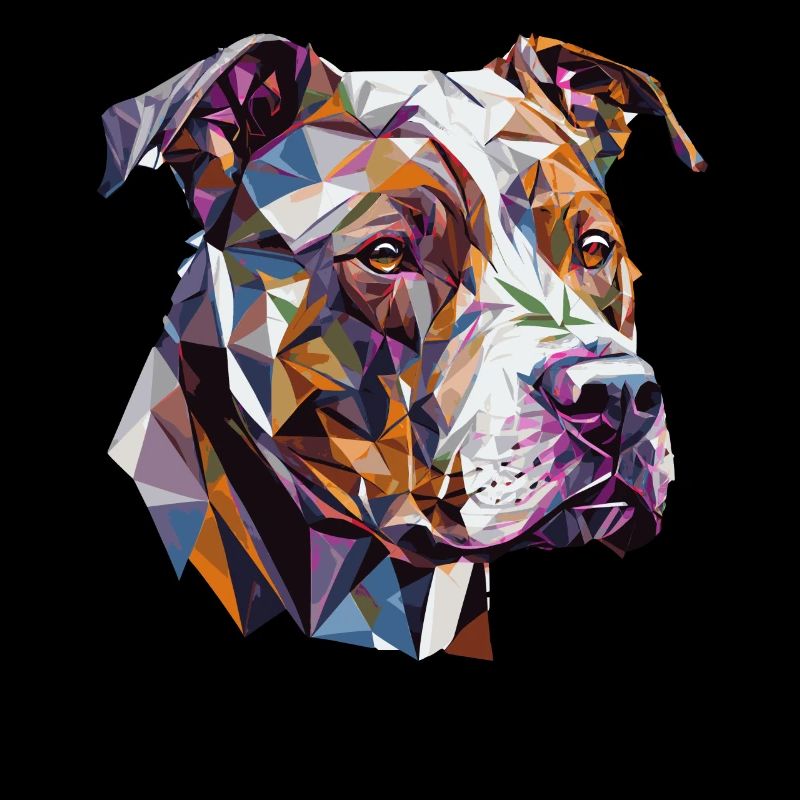 Geometric Pitbull Face Abstract Polygonal Pet Dog