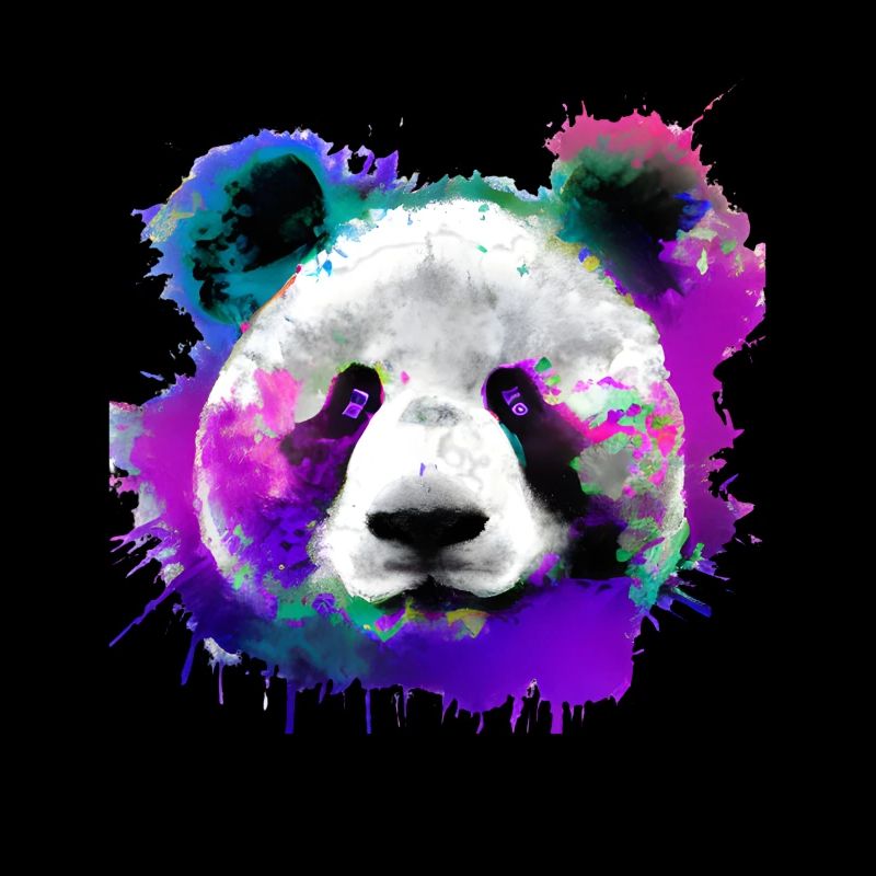 Farbenfroher Panda mit Spritzern