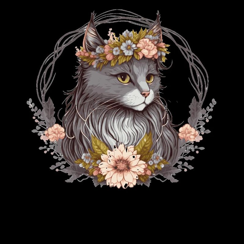 Mignon chaton de la couronne de fleur de chat de la forêt norvégienne chaton