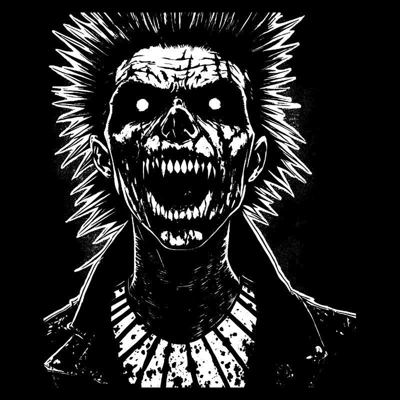 Crâne de fan d'anarchie avec Mohawk Crazy Antisocial Pu