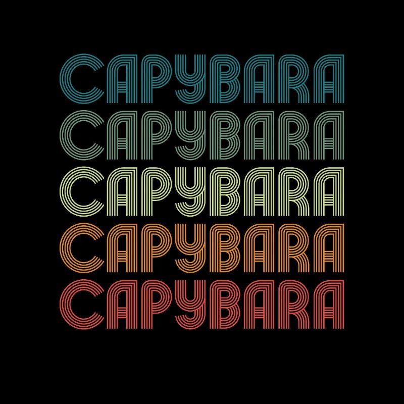 Retro Capybara Text Design - Capybaras