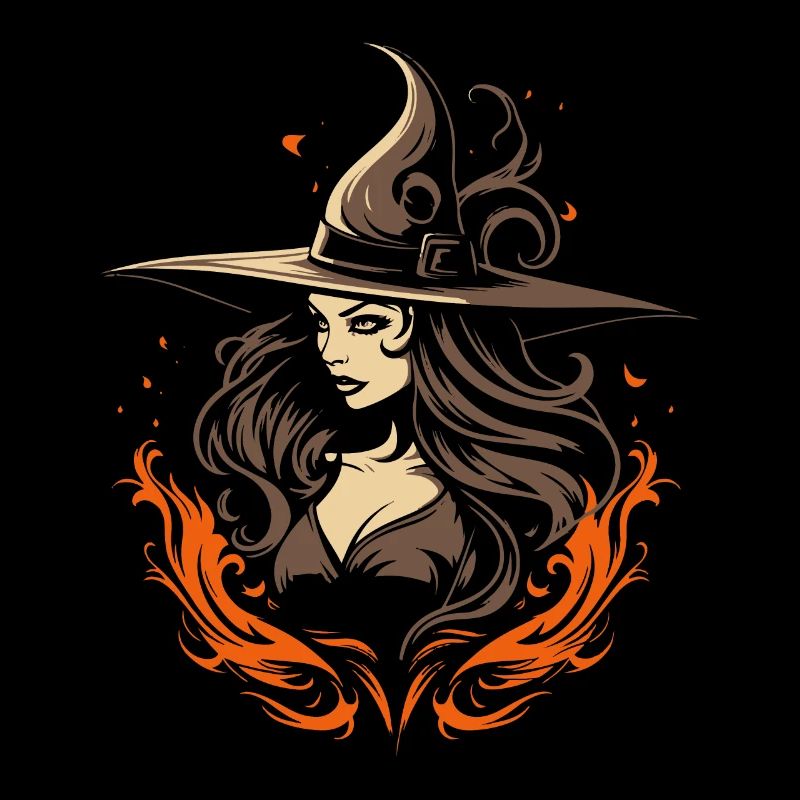 Magical Witch Splendour: Elegant Modern Witch Fire