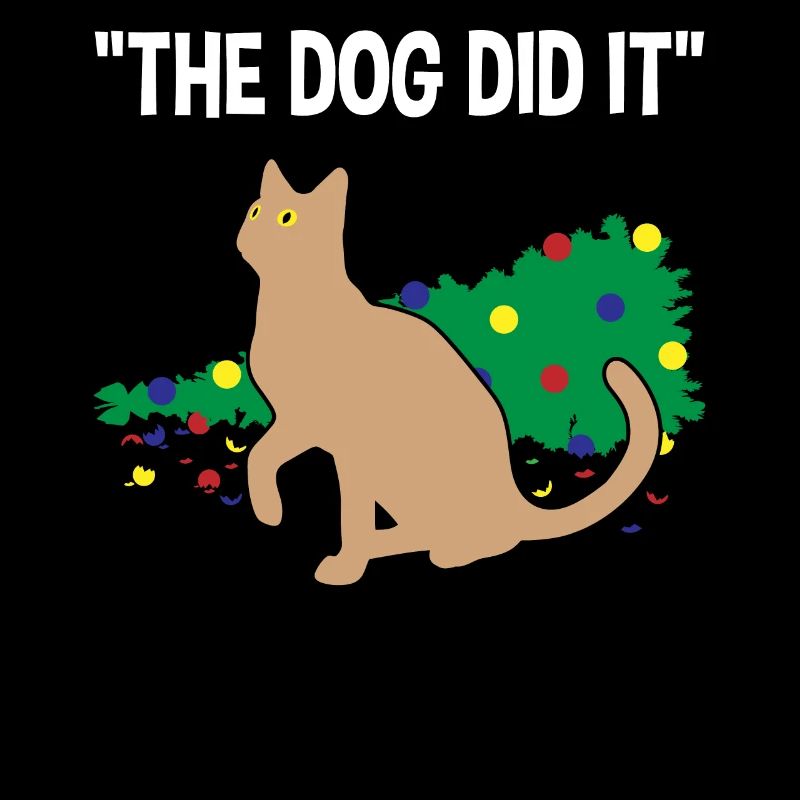 Verschmitzte Katze Schuld auf Hund Geschenk