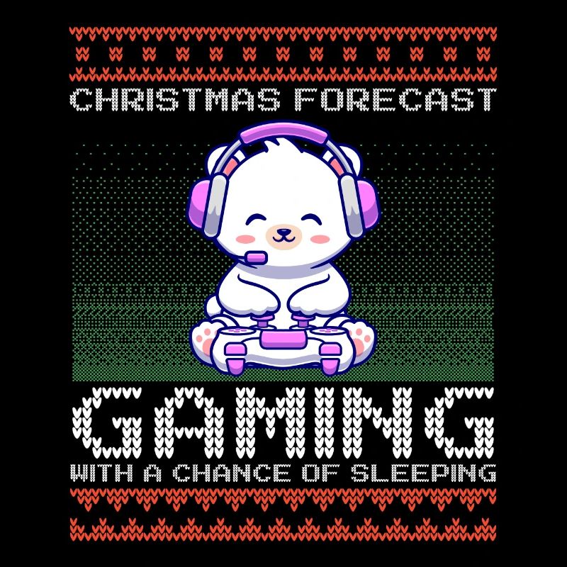 Funny Christmas Forecast Gaming Eisbär Ugly Xmas