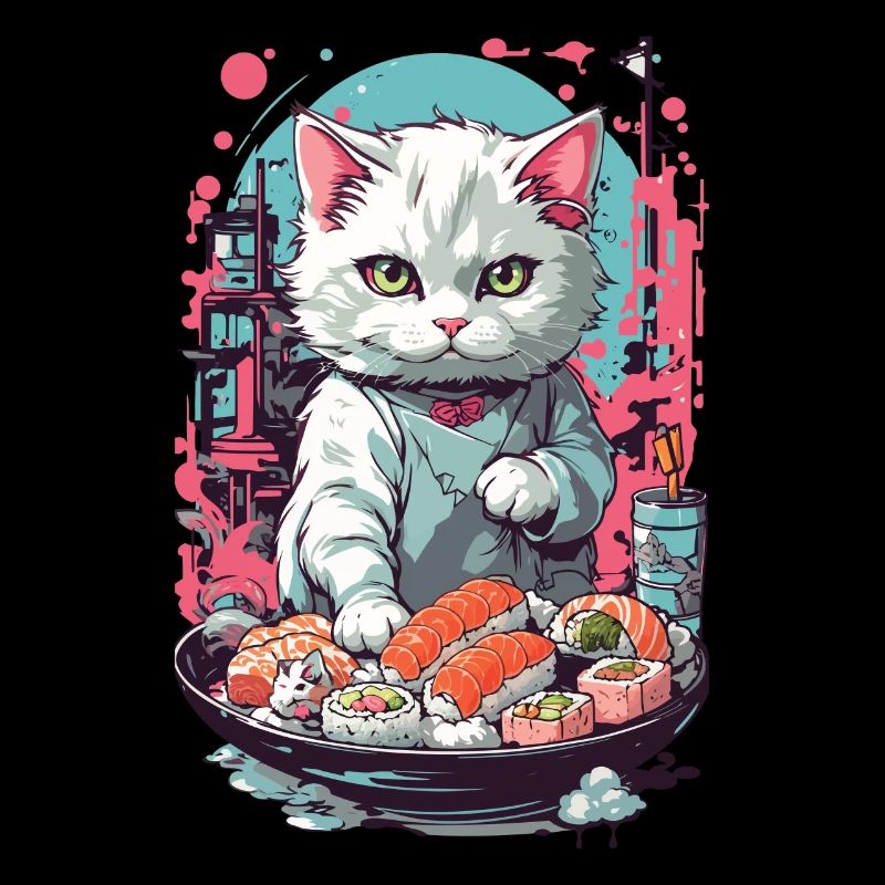 Gothic Pastel Sushi Cat Aesthetic Style