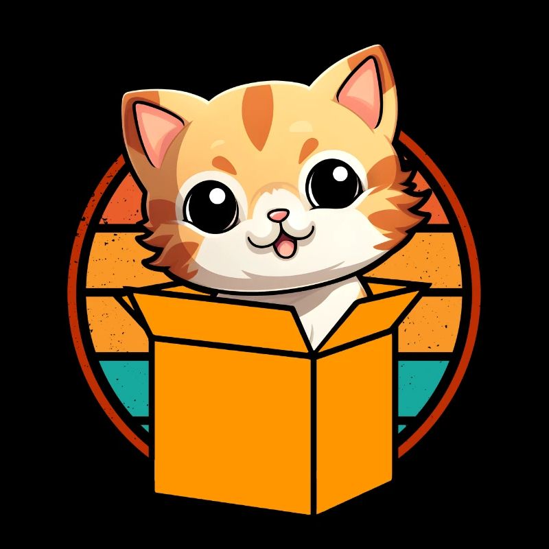 Chat En Boîte Rétro Mignon Amant De Chat Drôle