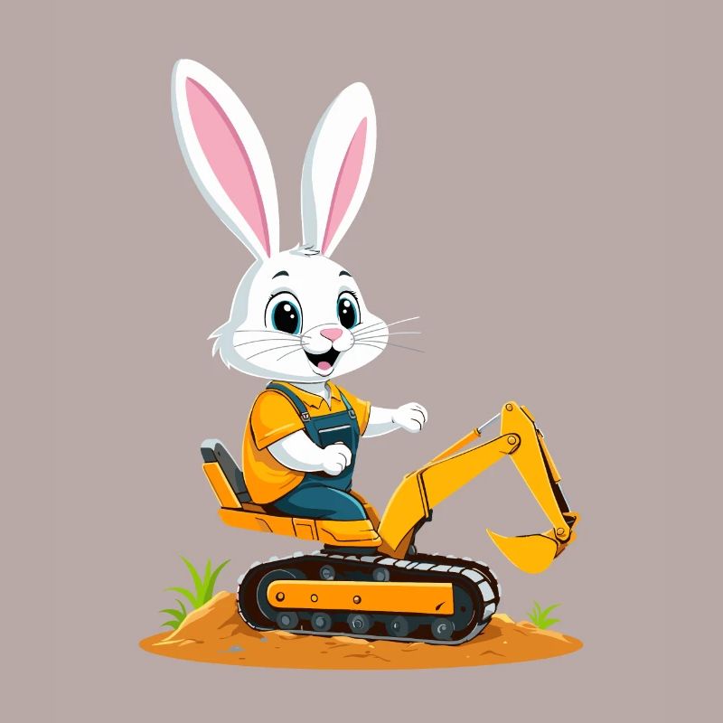 Easter Bunny Excavator Driver Funny Easter Eggs Digging