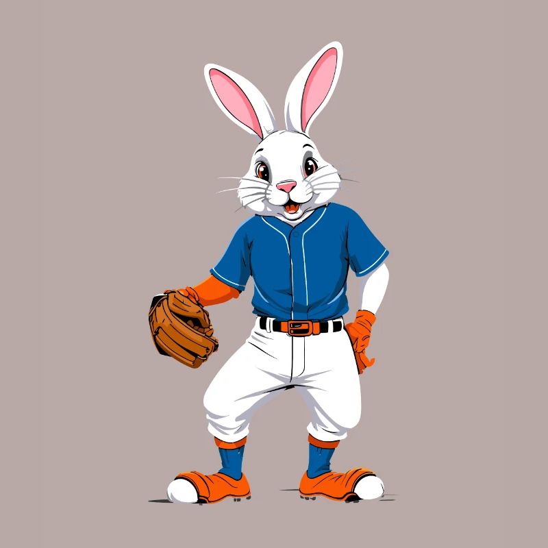 Baseball Player Easter Bunny Funny Design