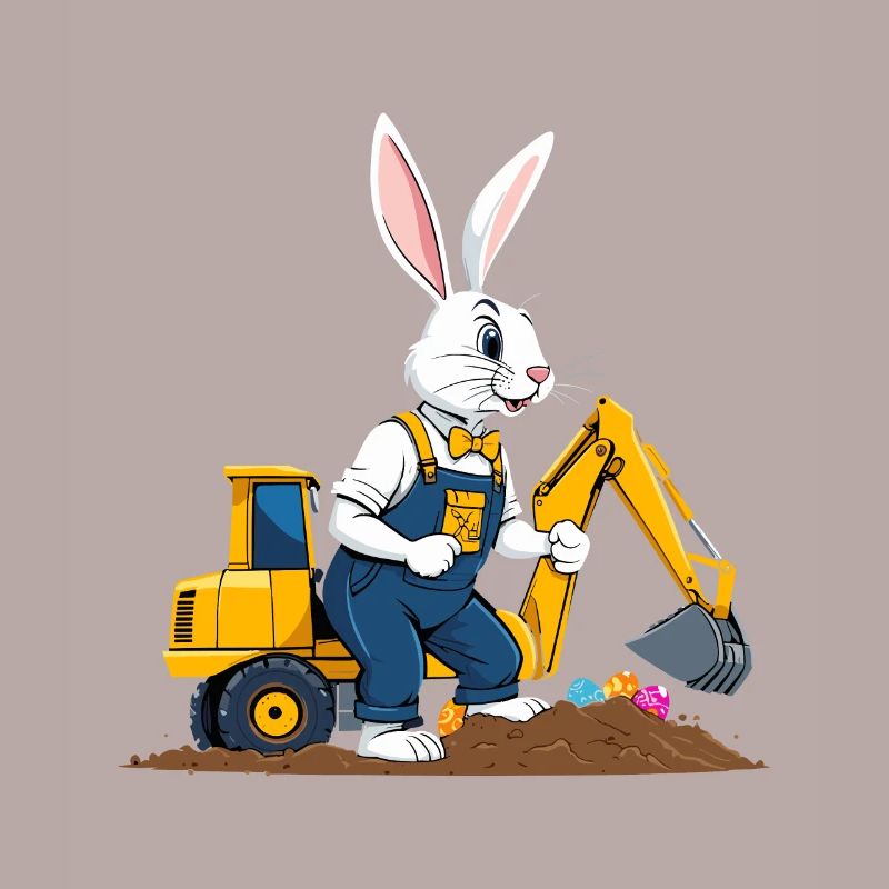 Easter Bunny Excavator Driver Easter Eggs Digging Funny