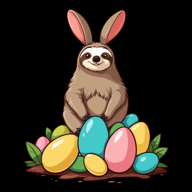 Funny Sloth Easter Bunny Cute Iconic