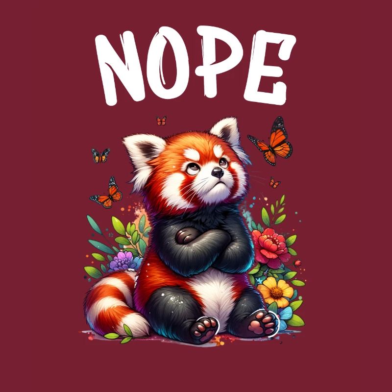Red Panda Funny Saying Nope Fire Fox