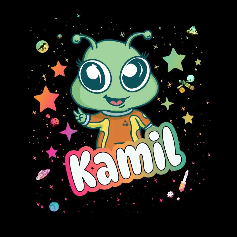 KAMIL - Beau nom de garçon avec un extraterrestre mignon