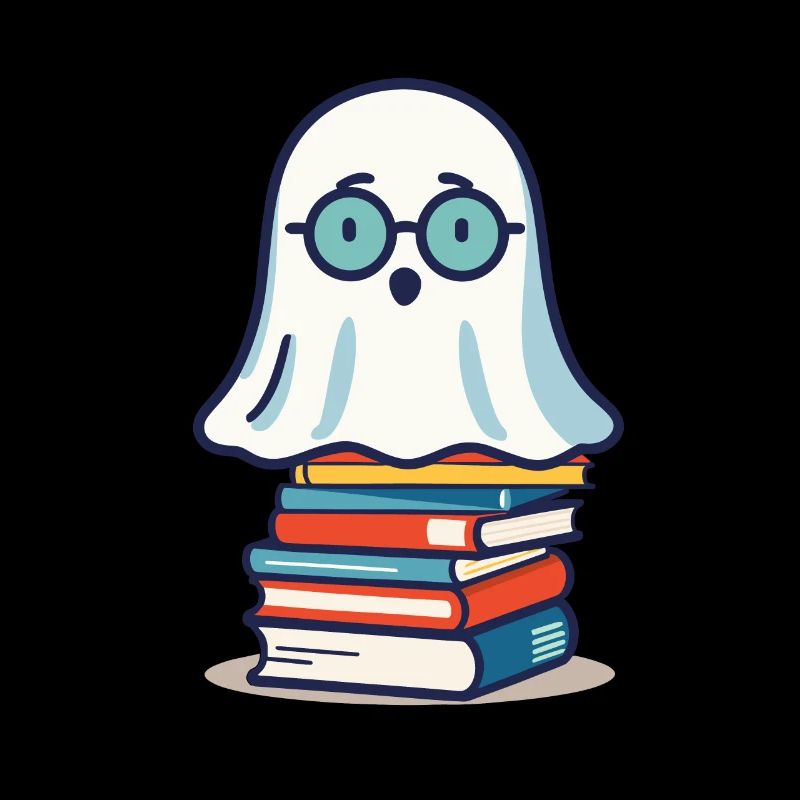 Reading Halloween Ghost Cute Bookworm