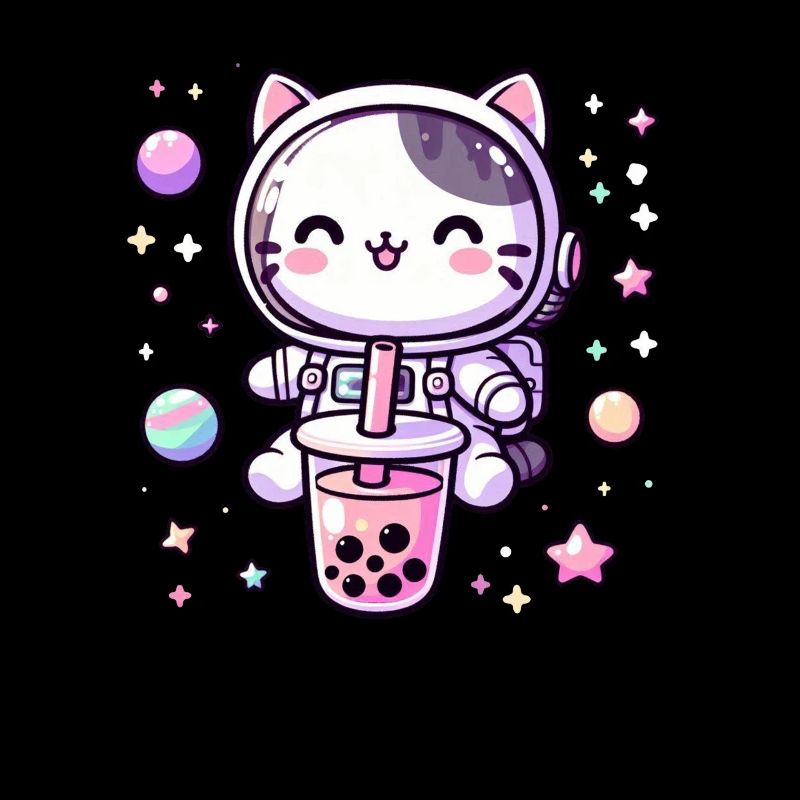 Thé à bulles Kawaii Cat Astronaut dans l’espace