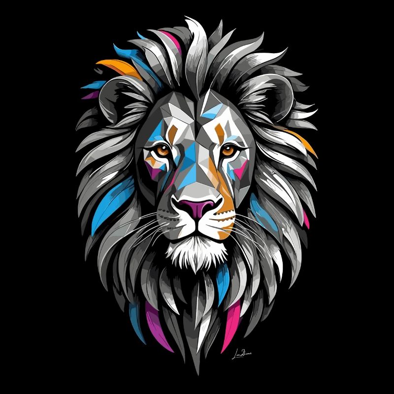 Lion géométriques couleurs