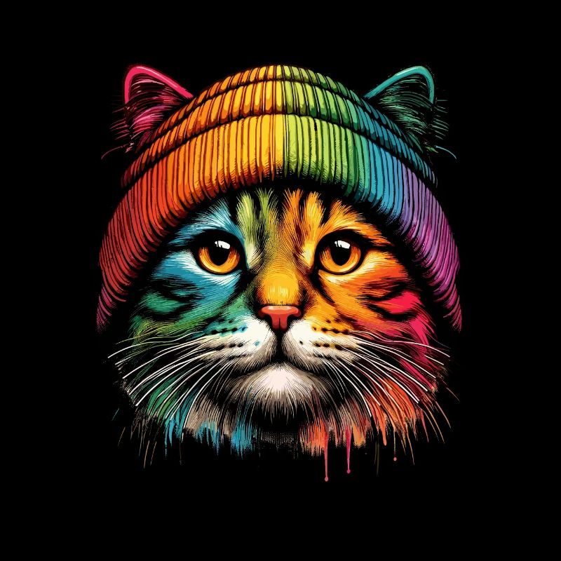Bonnet Chat Arc-en-ciel Chat Maman Cool Drôle