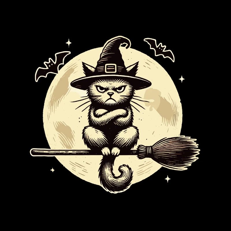 Drôle de sorcière chat magicien chat