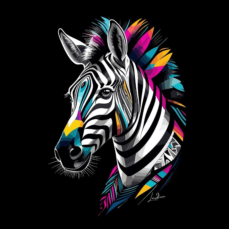 zèbre géométrique tribal multicolore