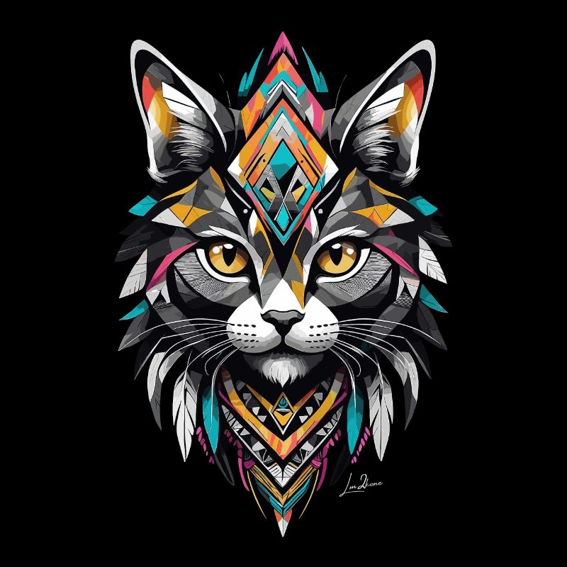 Chat géométrique tribal